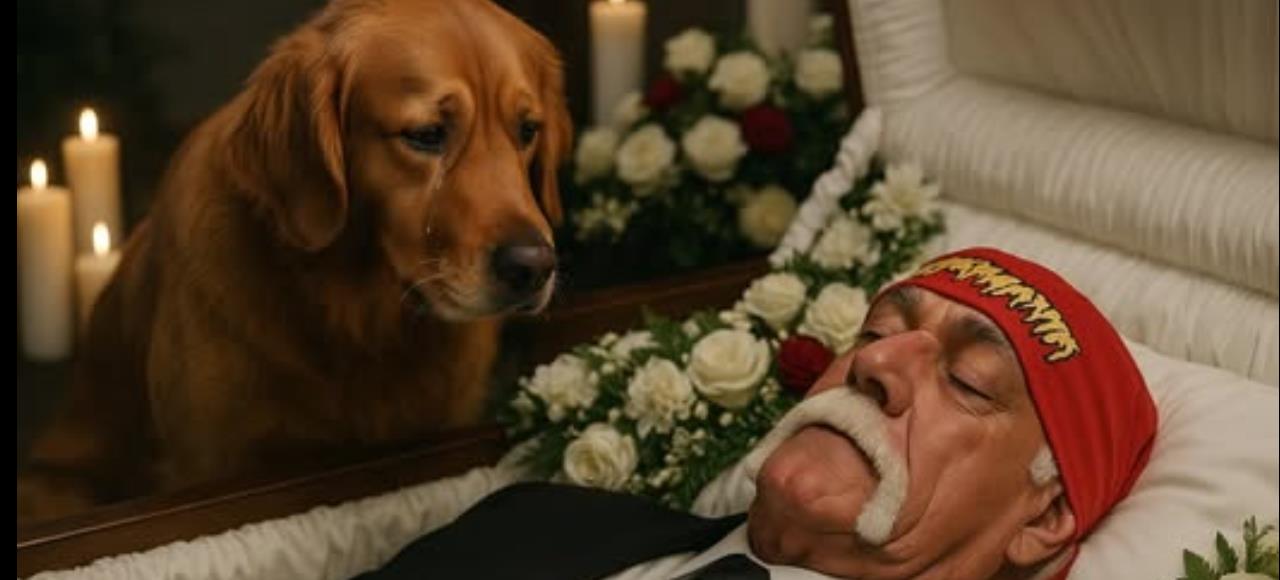 Heartbreaking Loss : Hulk Hogan, a legend in the ring and a loyal friend, has passed away. His devoted dog now mourns quietly by his side. Rest in peace, Hulk Hogan – a hero and true friend to dogs.